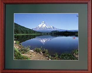 Mt Hood at Trillium Lake with a Black Watch mat in a Cherry frame