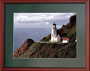 Heceta Head Lighthouse with a Black Watch mat and Cherry frame