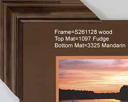 A Willamette River Sunset in a wide brown frame