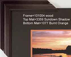 A Willamette River Sunset in a dark Mahogany frame
