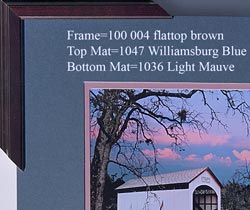 Williamsburg BLue over Light Mauve mats